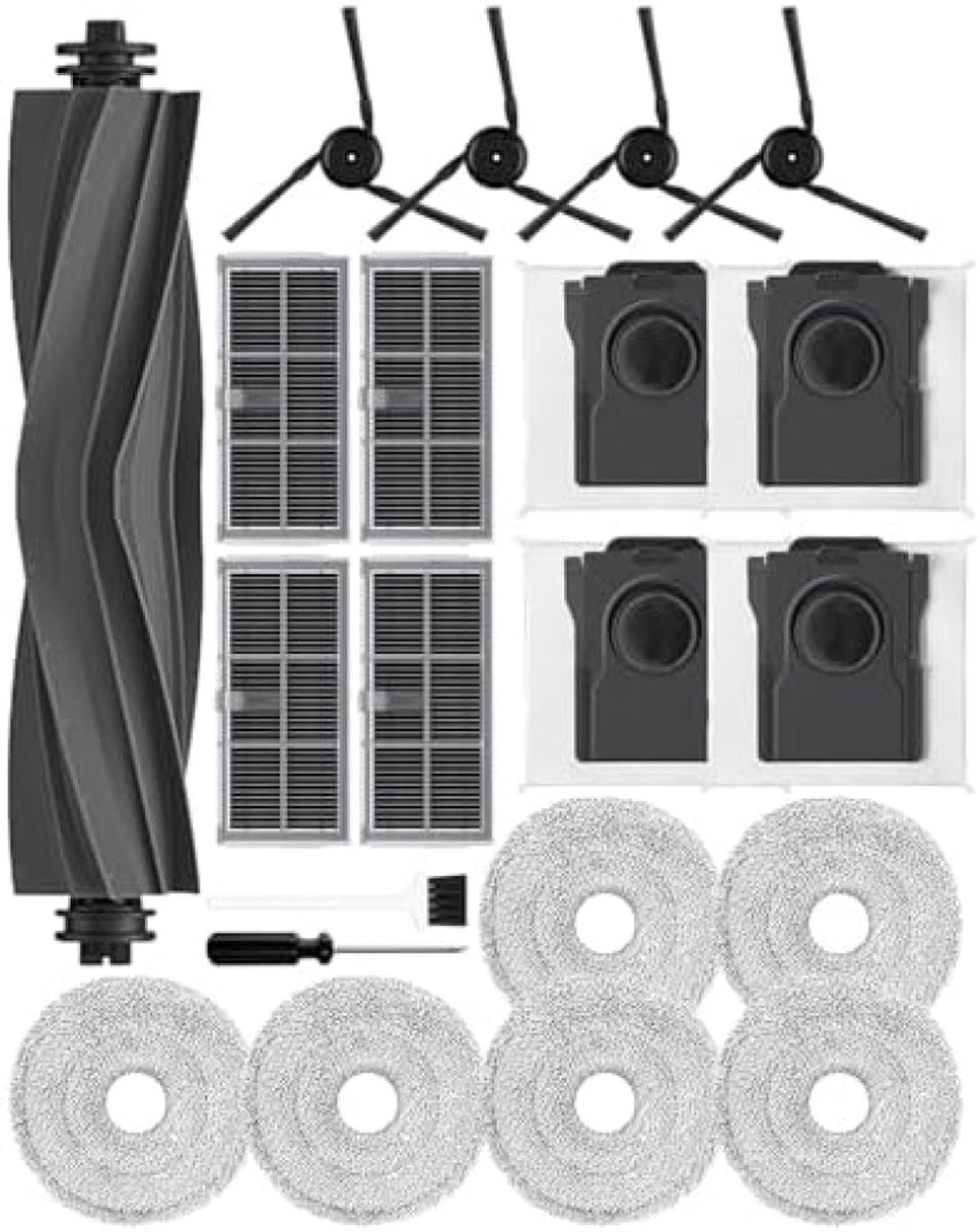 21 stuks accessoires geschikt voor Dreame X40 Ultra/L40 Ultra /X40 Master/Mova P50 Pro Ultra, reserveonderdeel voor robotstofzuiger, 1 hoofdborstel, 4 actieve koolfilters, 4 actieve koolstofzakken, 4