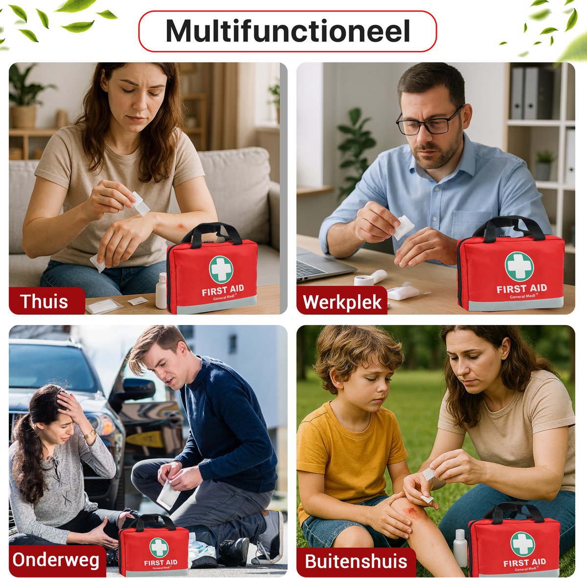 General Medi Verbanddoos Auto 210-delig - EHBO Kit met Nooddeken - Waterdichte Tas voor Auto en Thuis – foto 4