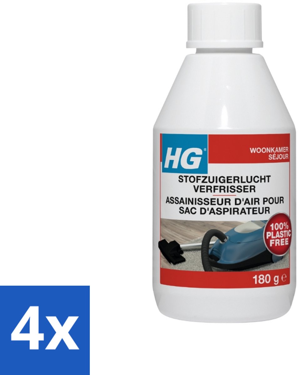 4 x HG Stofzuigerlucht Verfrisser 180 gr - Stofzuiger Geur - Stofzuiger Verfrisser - Stofzuiger Geur Neutraliseren - Frisse Lucht Stofzuigen - Huisdier Geur