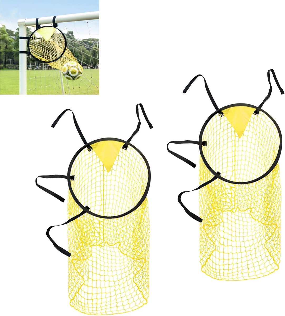 Voetbal Trainingsmateriaal-Voetbalnet-2-delige voetbaldoeltraining - voetbaldoelnetten voor training in schietnauwkeurigheid - trainingsuitrusting voor voetbalschietnauwkeurigheid - geel - 60x45x45cm