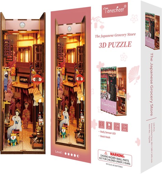 Book Nook Kit Serre-Livres Maison Miniature LED Style Japonais - Puzzle 3D DIY