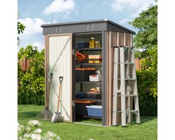 Xbro Tuinhuis – Metalen Gereedschapsschuur – Weerbestendige Tuinberging –Voor Achtertuin, Terras en Grasveld – 87x155x180 cm – Bruin
