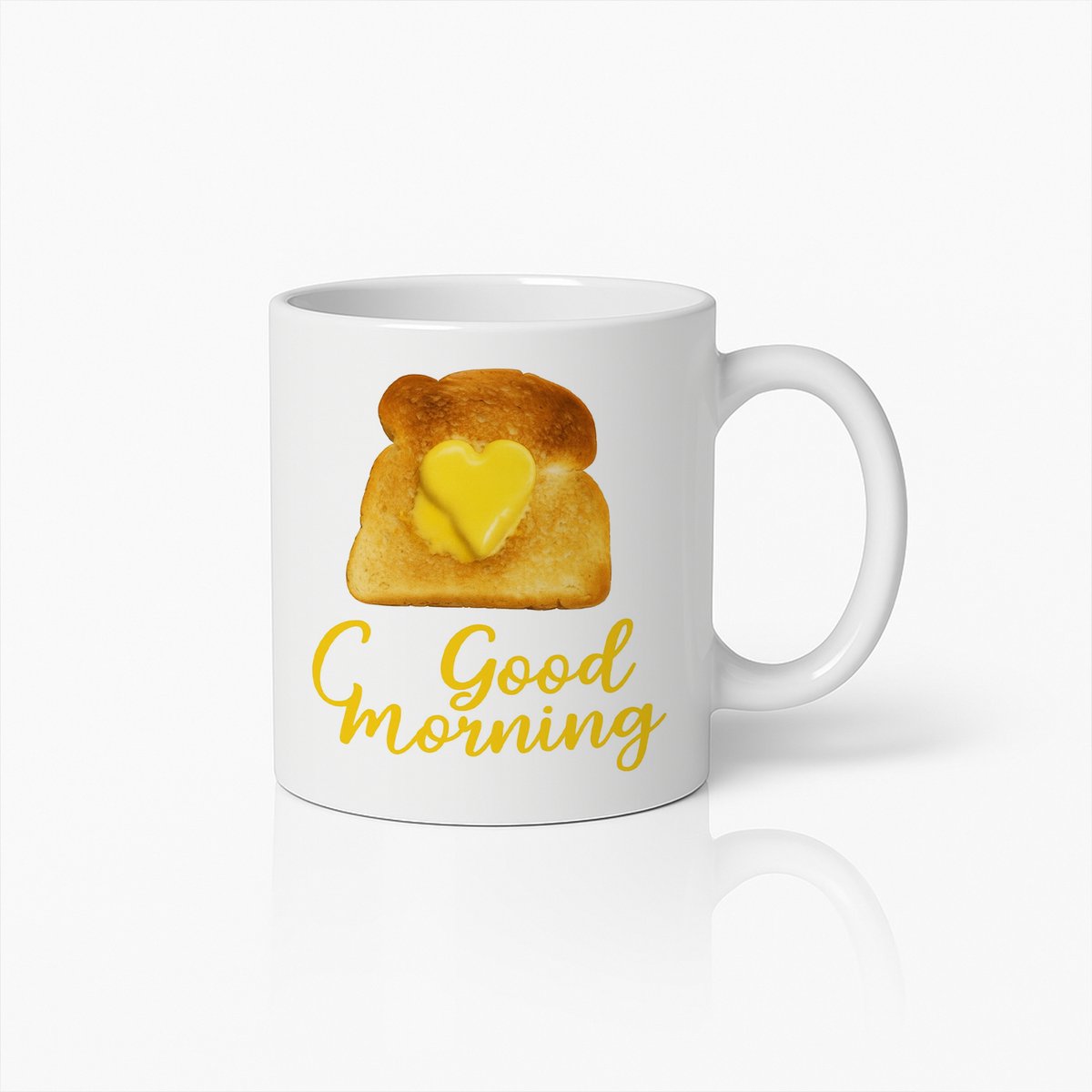 Good Morning Mok 330ml – Leuke Koffiebeker met Toast & Hart Ontwerp – Grappig Ontbijt Cadeau