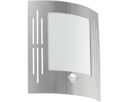 EGLO City - Buitenverlichting - Wandlamp Met Sensor - 1 Lichts - RVS - Wit