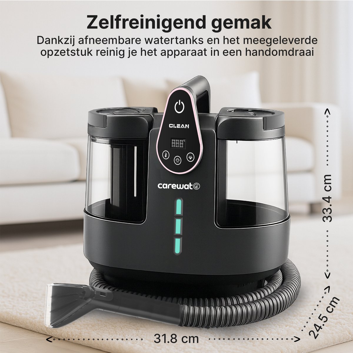 Carewat 2-in-1 Stoomreiniger met Zuigfunctie thumbnail 6