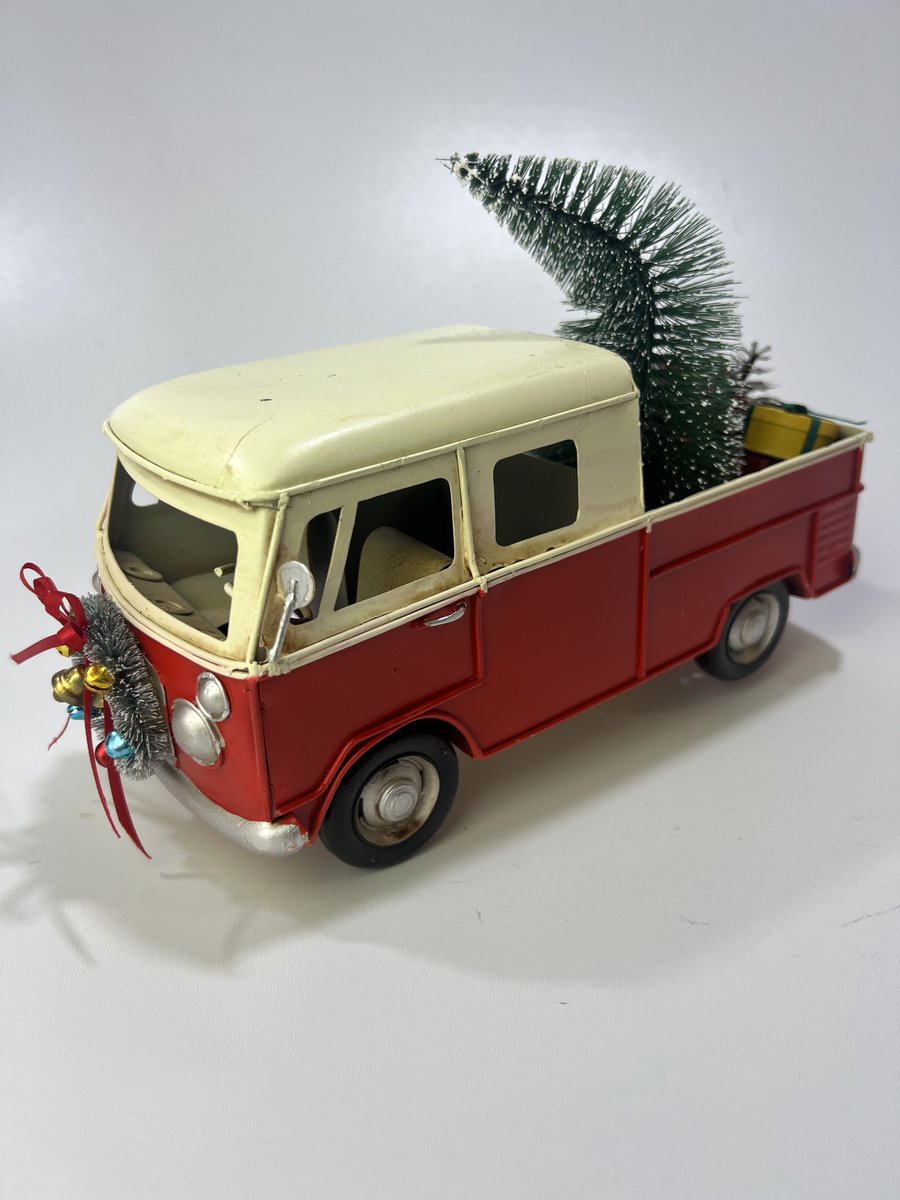 Retro Kerst Pick up Truck rood VW T2 Look
