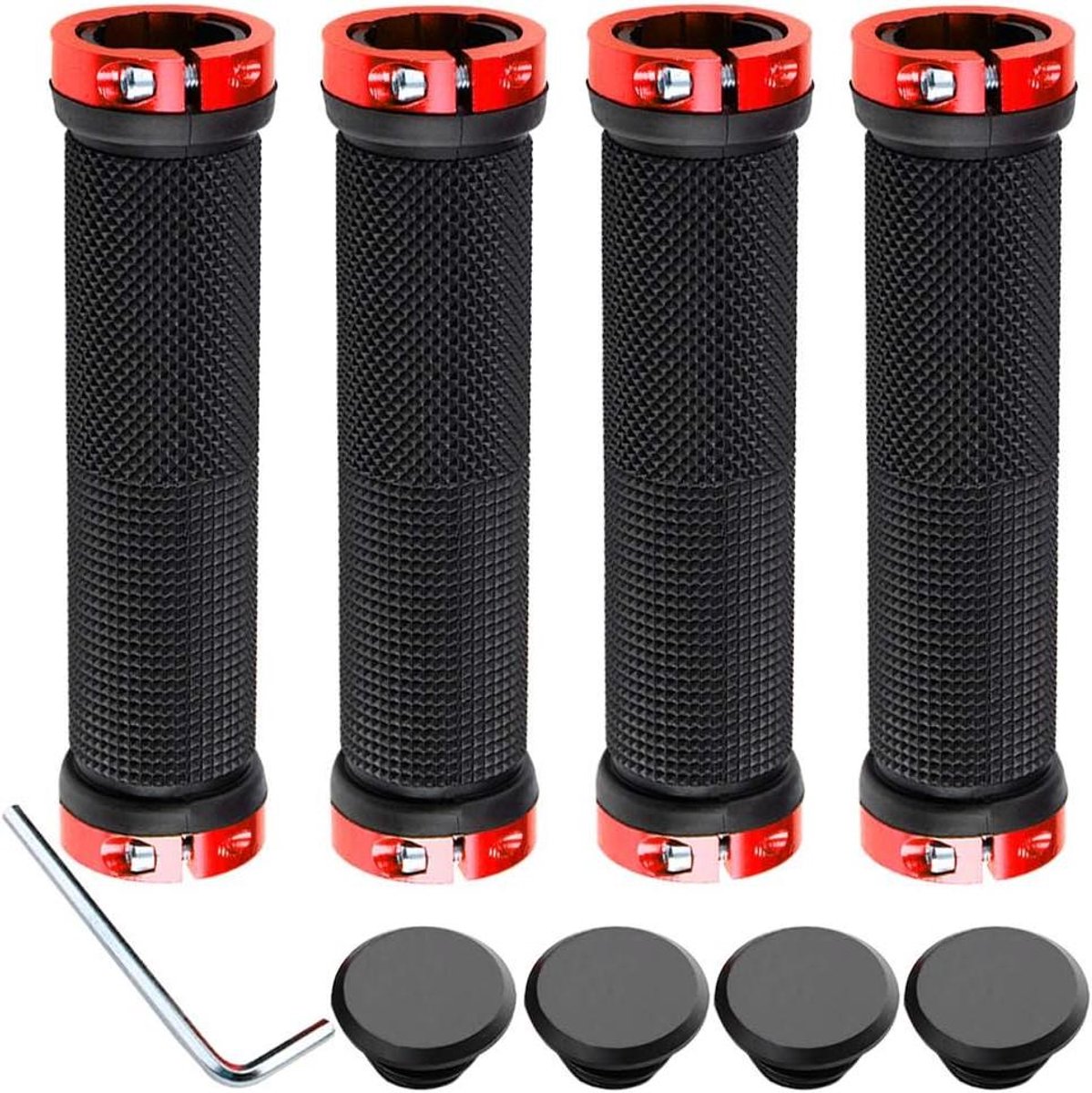JHubers Goods - - Professionele Fietsstuurgrepen voor Mountainbike, Antislip Rubber, Rood - Set van 2