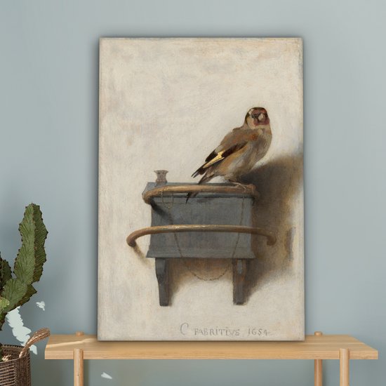 Le Chardonneret - Peinture de Carel Fabritius sur toile 40x60 cm - Tirage photo sur toile (Décoration murale salon / chambre)