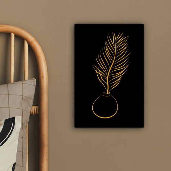 Pot de peinture sur toile - Plante - Line au trait - Goud - 20x30 cm - Décoration murale