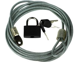 Stalen kabel met slot en 3 sleutels voor beveiliging