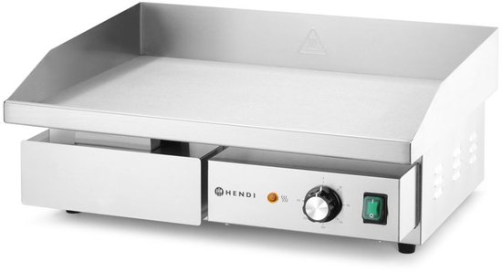 HENDI Elektrische bakplaat vlak - roestvast staal - met vetlade - 55x43x24 cm - zilver - horeca — afbeelding 4