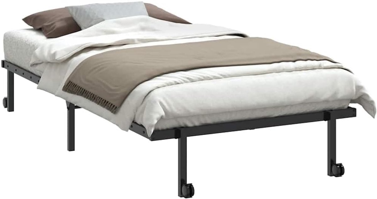 Opvouwbaar Bedframe 100x200 cm - Stevig Staal Metalen Bedframe - Eenpersoonsbed voor Kleine Ruimtes
