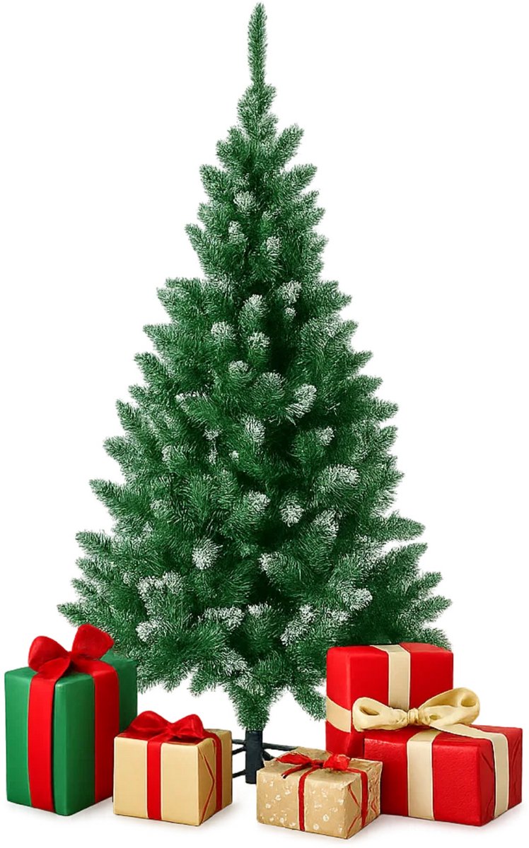 Lomera Kunstkerstboom 150 CM - 350 Takken - Herbruikbare Kerstboom - Duurzame Materialen - Kerstboom met Standaard - Flexibele Takken - Sneeuwtoppen Kerstboom - Kerst Boom - Kerstboom - Kerstboom voor Kleine Ruimtes - Kunstboom voor Kerst