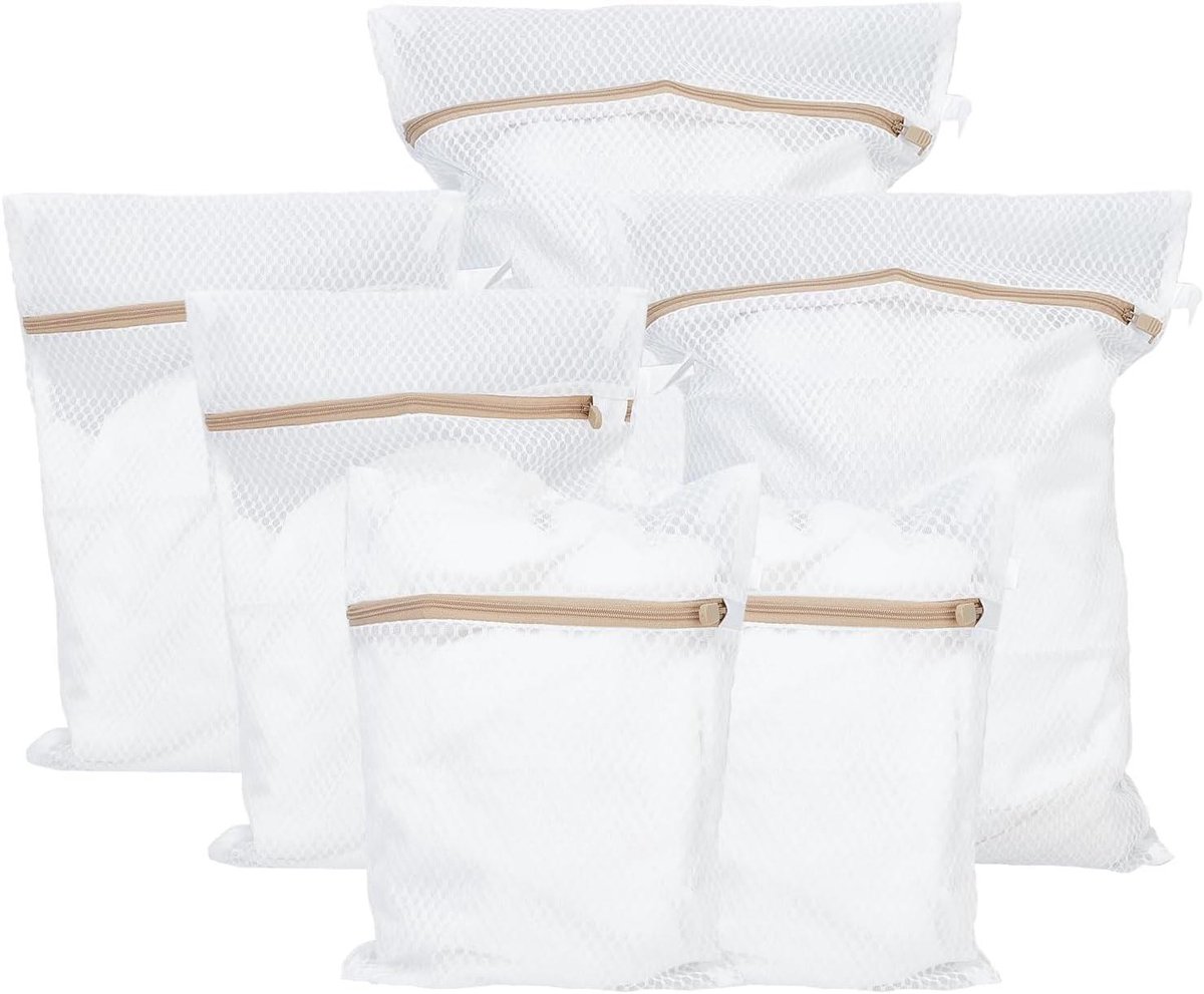JHubers Goods - Set van 6 waszakken in verschillende maten, ademende nettas met ritssluitingen voor fijne was - Ideaalwasmachine.