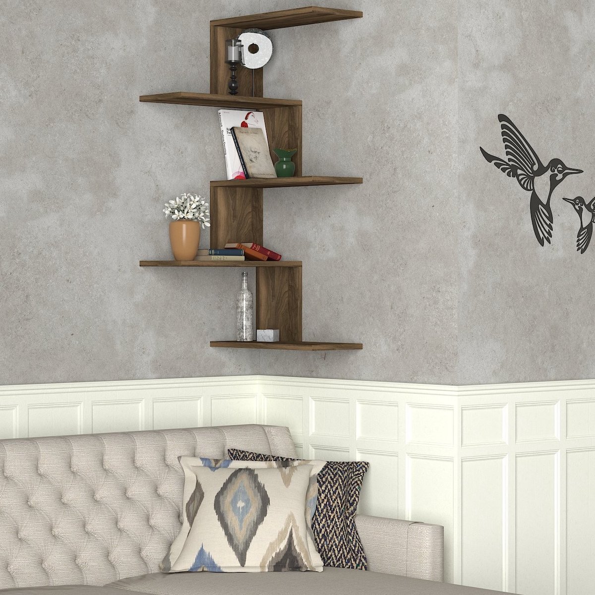 Asir - Wandplank - Okkernoot 109 x 51,5 x 29,6 cm