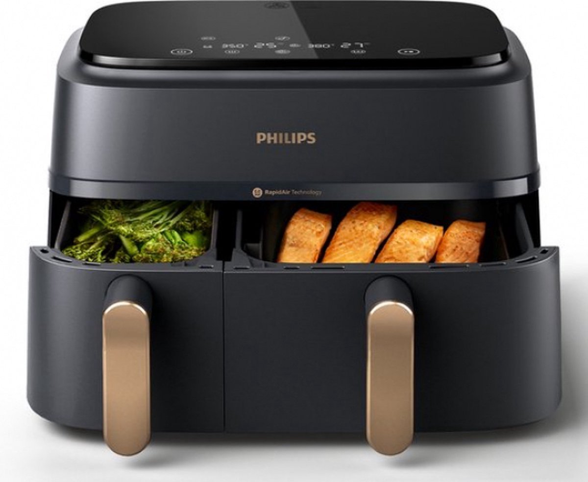 PHILIPS 3000 Series Dual Basket Airfryer Zwart