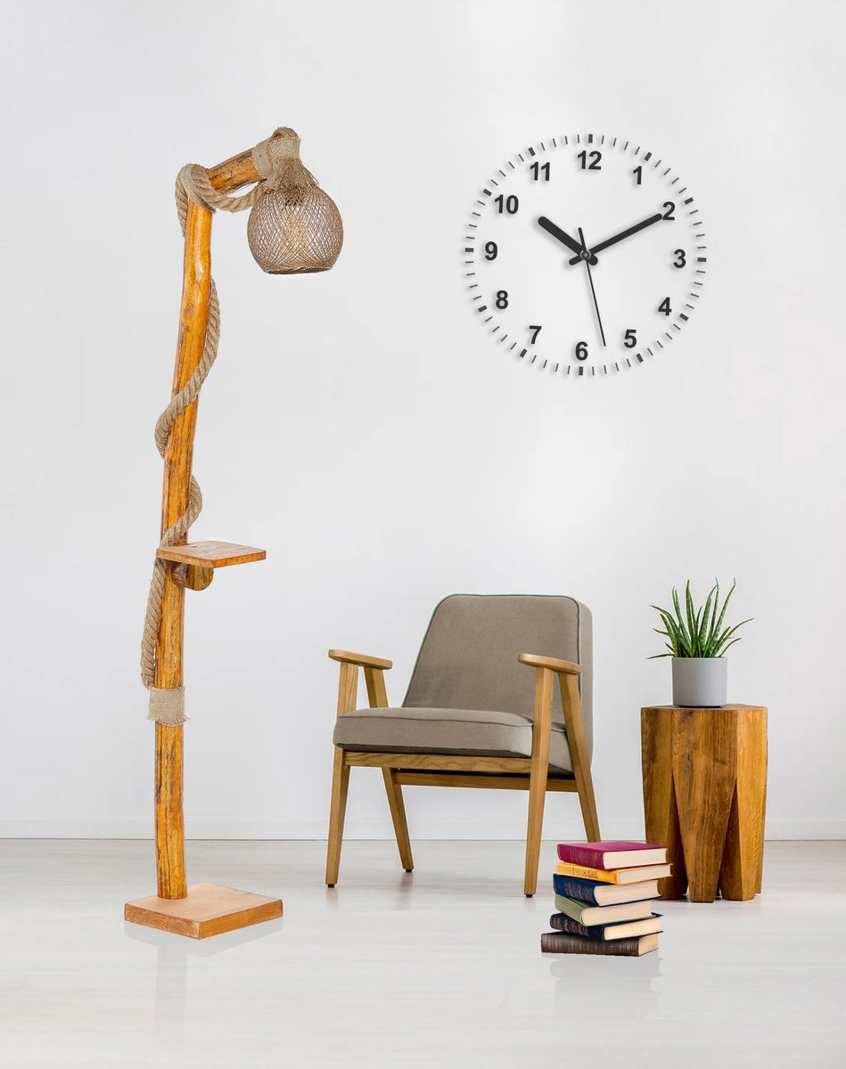Verlichting - Vloerlamp Natuurlijk Hout Lout - Afmetingen 16x16x140cm - Sfeervolle Huisverlichting