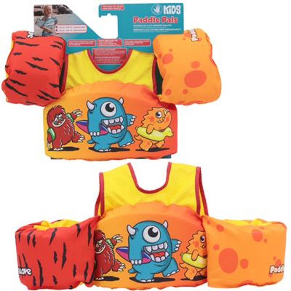 Paddle Pal Monsters - 3-6 Jaar - Zwem-drijfvest met Mouwtjes