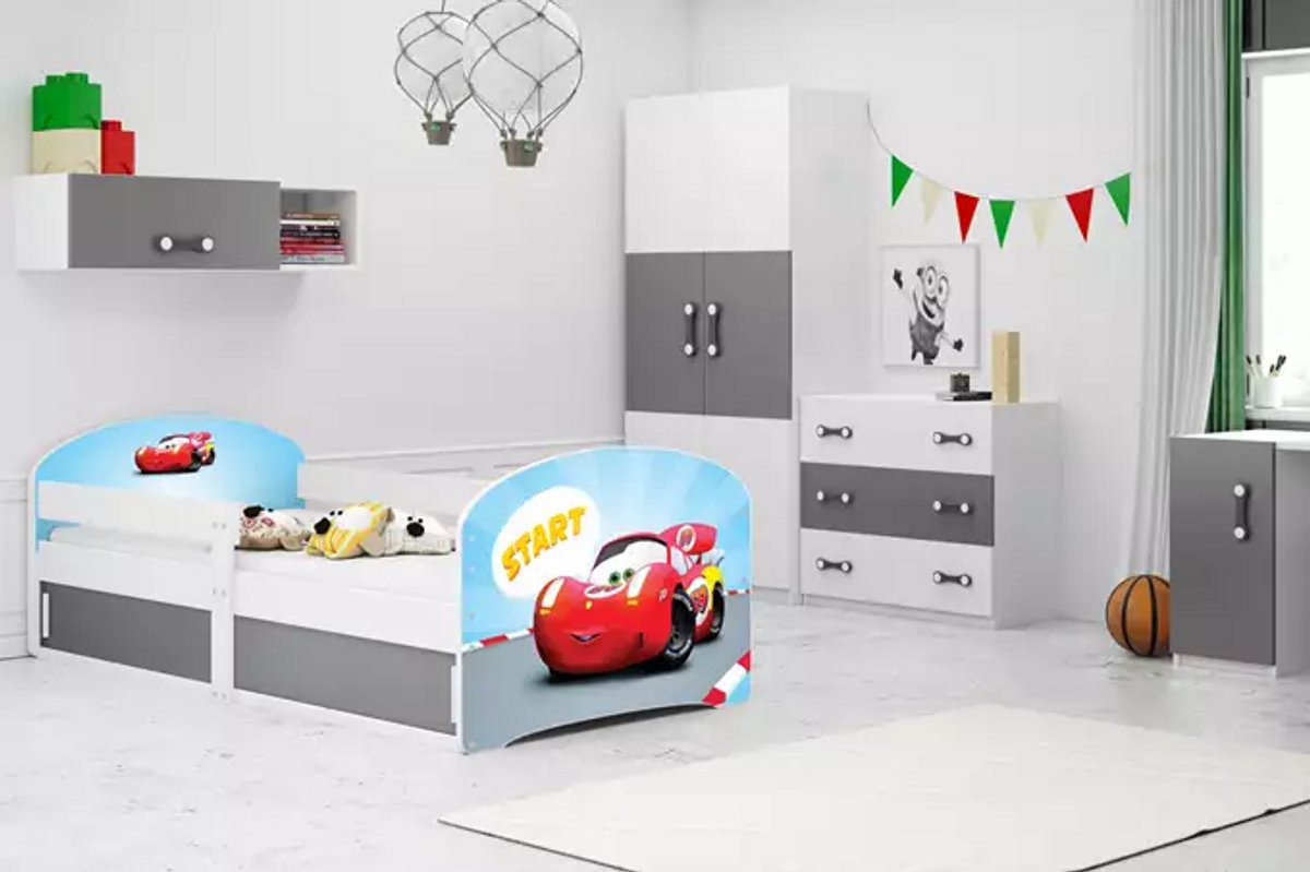 BMS - Kinderbed - 80X160 cm - Wit - Inclusief Matras en Opbergruimte
