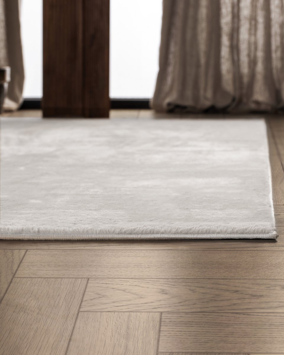 Carpetique Vloerkleed Rechthoek - 200x290 cm - Wit - Antislip – Japandi & Scandinavisch Woonkamer Tapijt