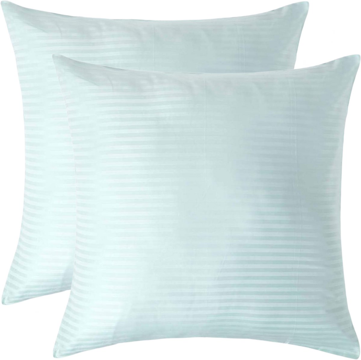 Homescapes Satijn Streep Katoen Kussensloop 80x80 cm – Set van 2 – Aquablauw – 100% Egyptisch Katoen – Draaddichtheid 330