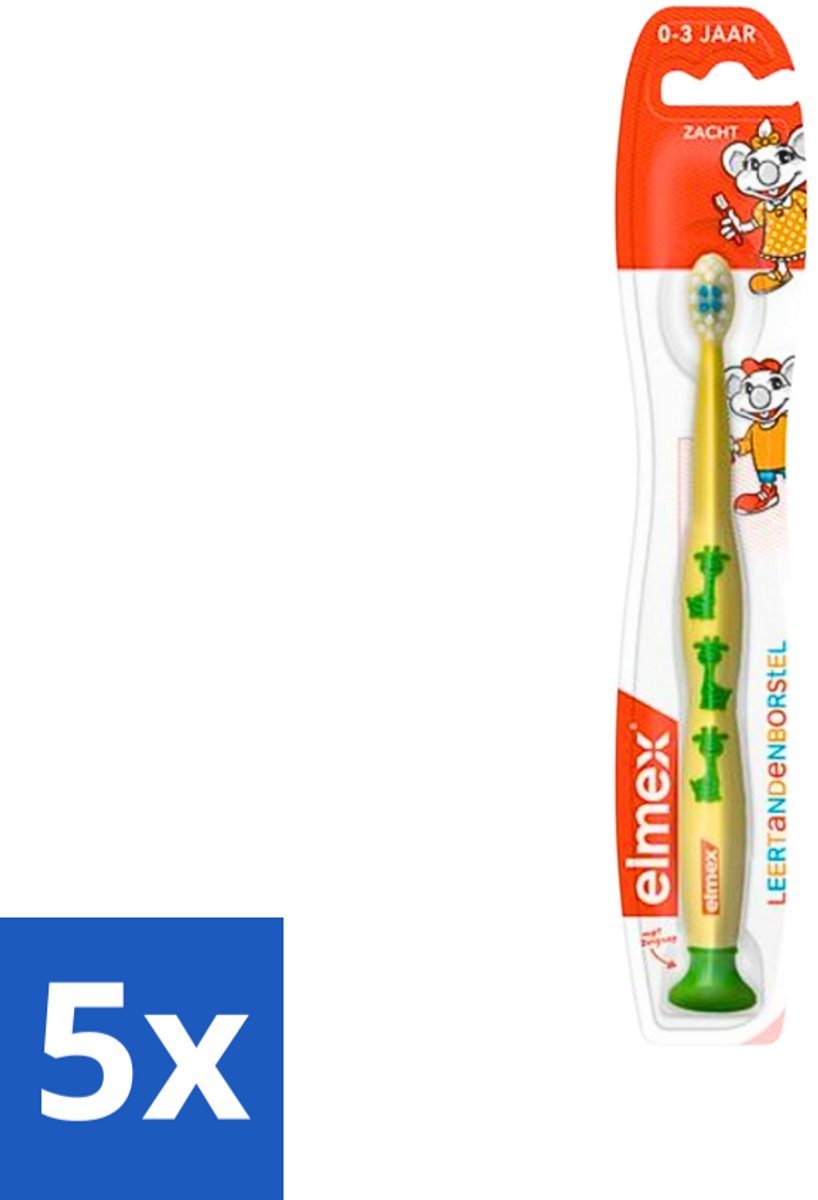 5 x Elmex - Tandenborstel - Leertandenborstel Zacht (0-3 jaar) - Peuterverzorging - 1 tandenborstel - Leertandenborstel - Tandenborstel Voor Kinderen - Tandenborstel 0-3 Jaar - Tandenborstel Voor Melkgebit - Zachte Tandenborstel