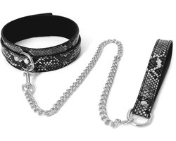 Kiotos - Collar En Leiband - Reptielenprint - Zwart/Zilver