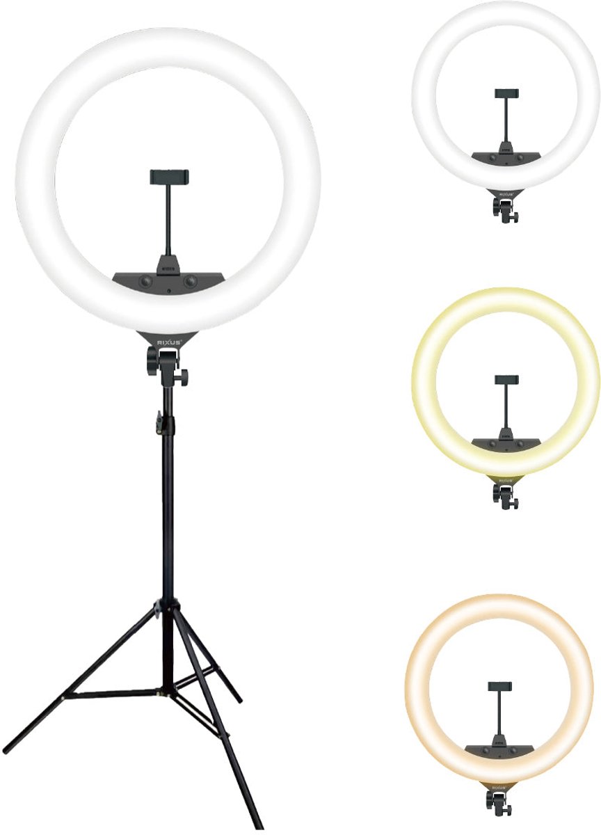 Rixus RXLG14 Selfie Ring Light And Holder Stick 14 inch
