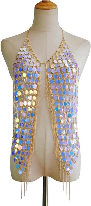 Allecto Plus - Chaîne de corps sexy en cristal pour femme - Blauw