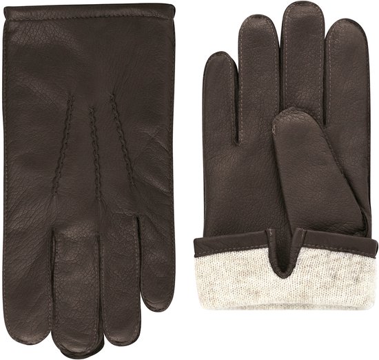 Moufles femme en laine d'agneau modèle Woolwich Couleur: Gris foncé cognac, Taille: 7,5