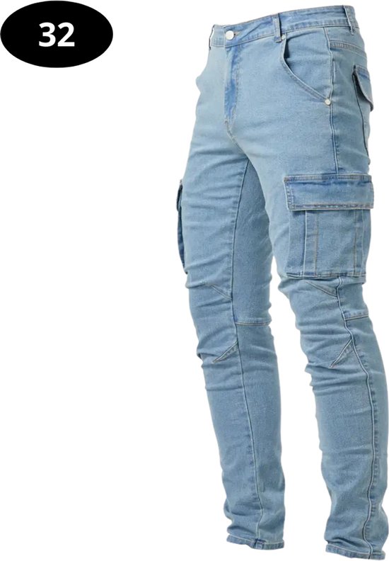 Pantalon long Livano pour homme - Jeans - Pantalons - Jeans - Pantalon - Jeans - Pantalon - Stretch - Coupe droite - Denim - Blauw - Taille S