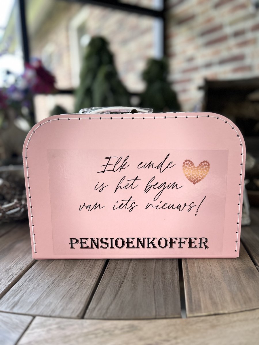Creaties van Hier - Koffer Roze - Pensioen - Maat M- L29,1xB20xH9 cm - Karton