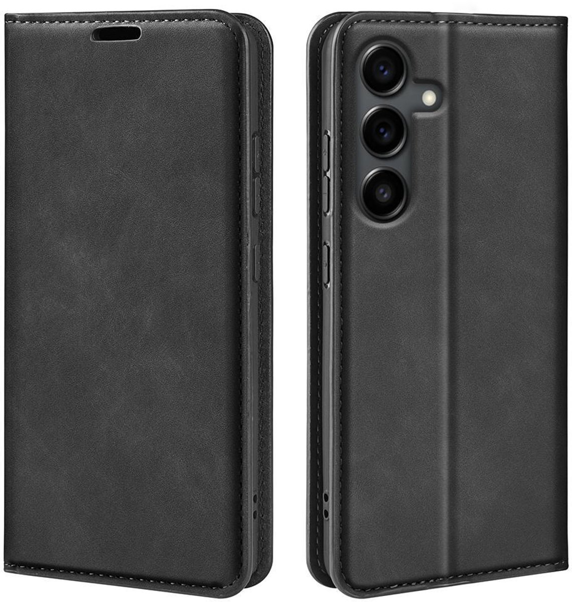 Mobigear Telefoonhoesje geschikt voor Samsung Galaxy S25 FE Hoesje | Mobigear Retro Slim Bookcase Portemonnee | Pasjeshouder voor 3 Pasjes | Telefoonhoesje voor Pinpas / OV Kaart / Rijbewijs - Zwart