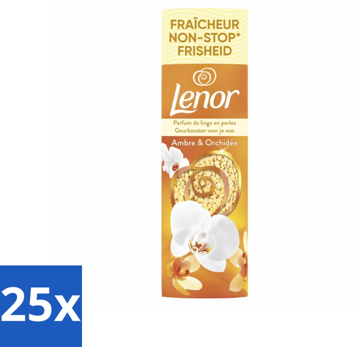 25 x Lenor - Geurbooster - Amber & Orchidee - Non-Stop Frisheid - 19 Wasbeurten - Geurbooster - Wasgeur - Langdurige Frisheid - Amber Geur - Orchidee Geur