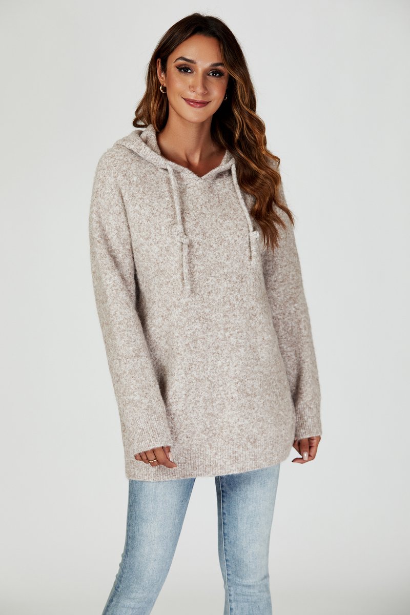 Gebreide hoodie in beige