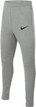 Grijze joggingbroek van Nike met zwarte swoosh en elastische enkelboorden.