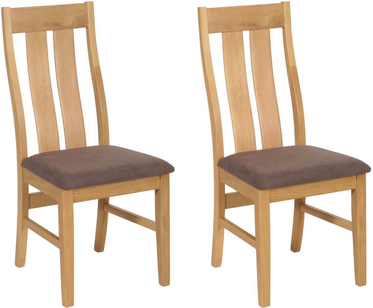 Set van 2 eetkamerstoelen MCW-M58, keukenstoel, stoel met rugleuning, stof/textiel, massief hout ~ lichtkleurig frame, taupe
