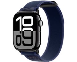 Stravo Trail Loop Nylon Sport bandje - Zachte nylon Smartwatchbandje met klittenbandje - Geschikt voor Apple Watch 46mm (Series 11/10), 45mm (Series 9/8/7), 44mm (Series 6/5/4, SE 3/2/1), 49mm (Ultra 3/2/1) - Blauw