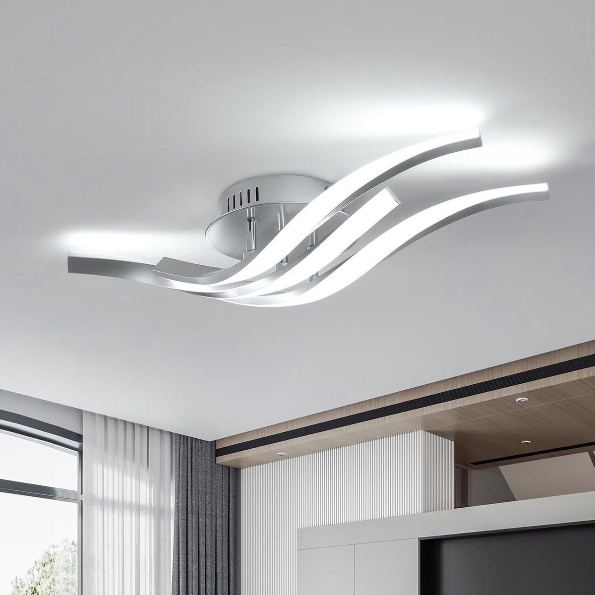 Haobosic - Plafondlamp - Geometrisch aluminium ontwerp - Zilveren kleur - 24W Wit licht