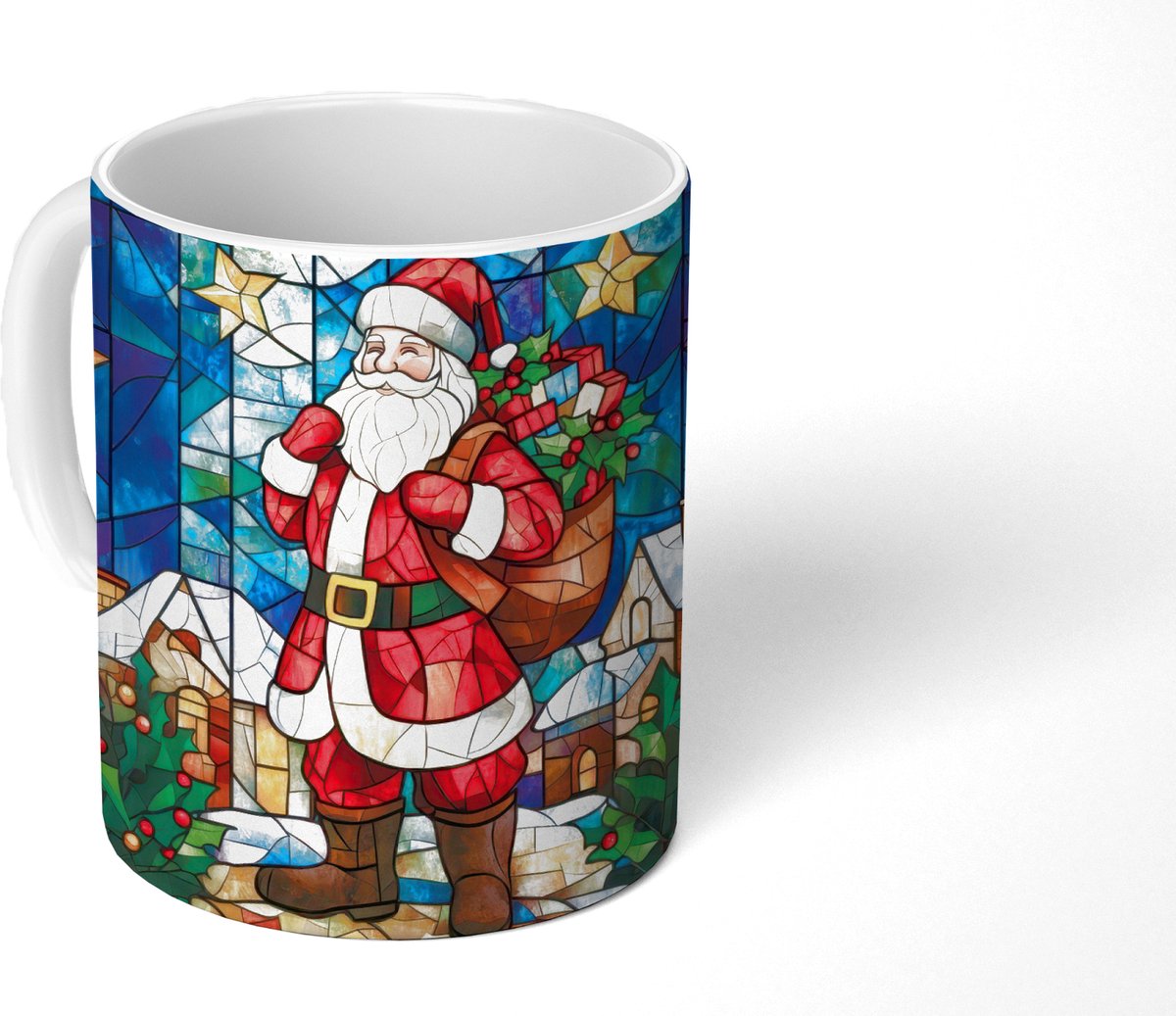 Mok - Koffiemok - Kerstman - Glas - Kleurrijk - Mokken - 350 ML - Beker - Koffiemokken - Theemok