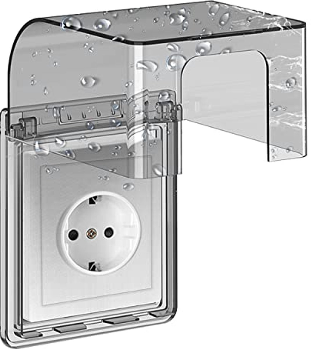 Waterdicht dubbel stopcontact voor buiten met regenbescherming - Type 86