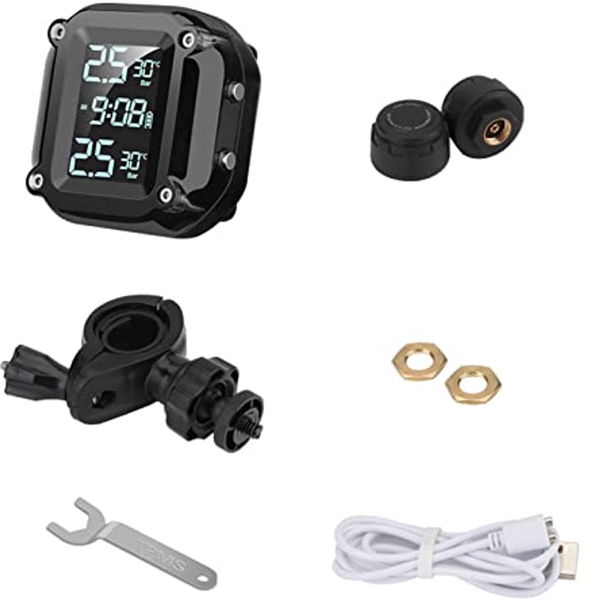 Tire Pressure Monitoring System voor Motorrijden met Draadloze Oplader en Digitale LCD Display