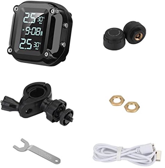 Tire Pressure Monitoring System voor Motorrijden met Draadloze Oplader en Digitale LCD Display