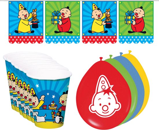 Bumba kinderfeestje versiering - verjaardag - vlaggetjes - bekers - ballonnen - voor 8 personen