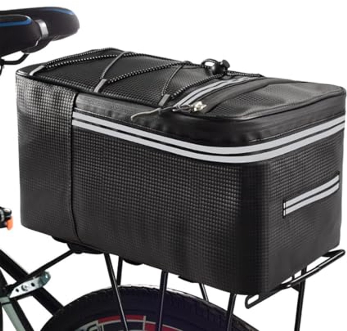 Waterdichte 2-in-1 Fietstas voor Bagagedrager met Regenhoes en Draaggreep - Reflecterende Achtertas voor Fiets (12 Liter)