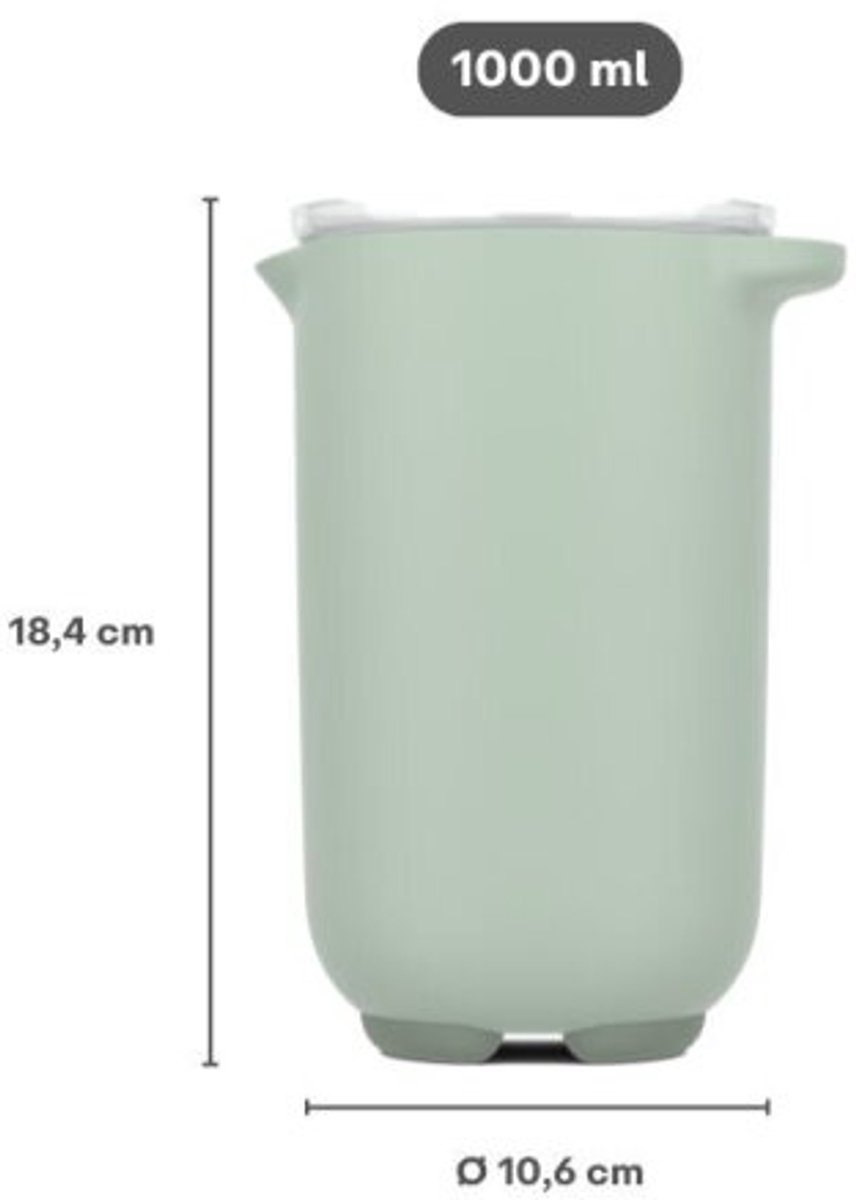 Mepal Chef It Mengbeker 1000 Ml Marineblauw - Met Deksel, Antislipbodem, Past In Koelkastdeur, Magnetron- & Vaatwasserbestendig