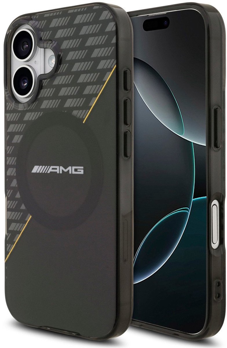 AMG Back Cover - iPhone 17 - Zwart - Magsafe - Double Layer - Gele Accentlijn