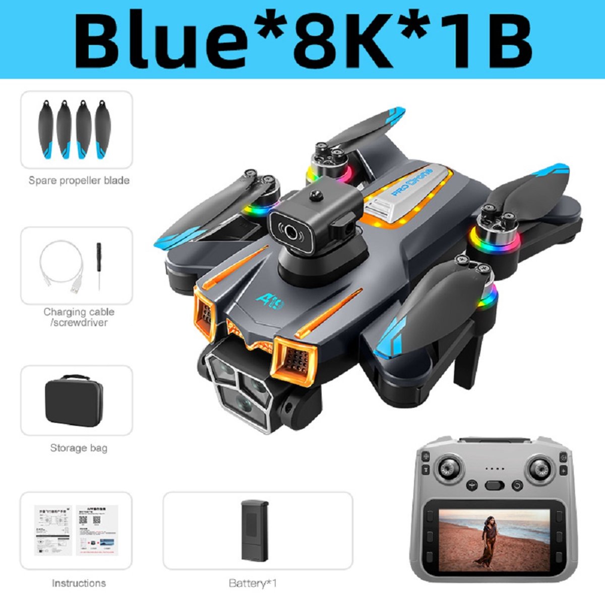 A19 PRO Drone 8K HD Camera met Schermafstandsbediening, Borstelloze Motor en 5G Obstakelvermijding
