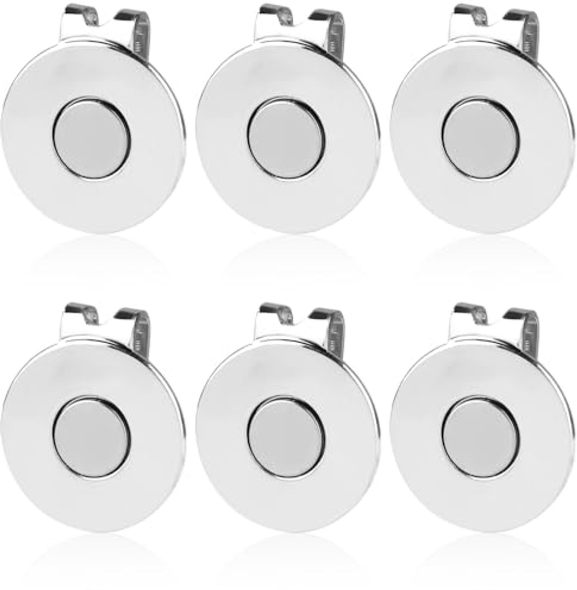 Golfbal Markeringsclips - Set van 6 Sterke Magnetische Hoedclips voor Golfaccessoires - Zilver