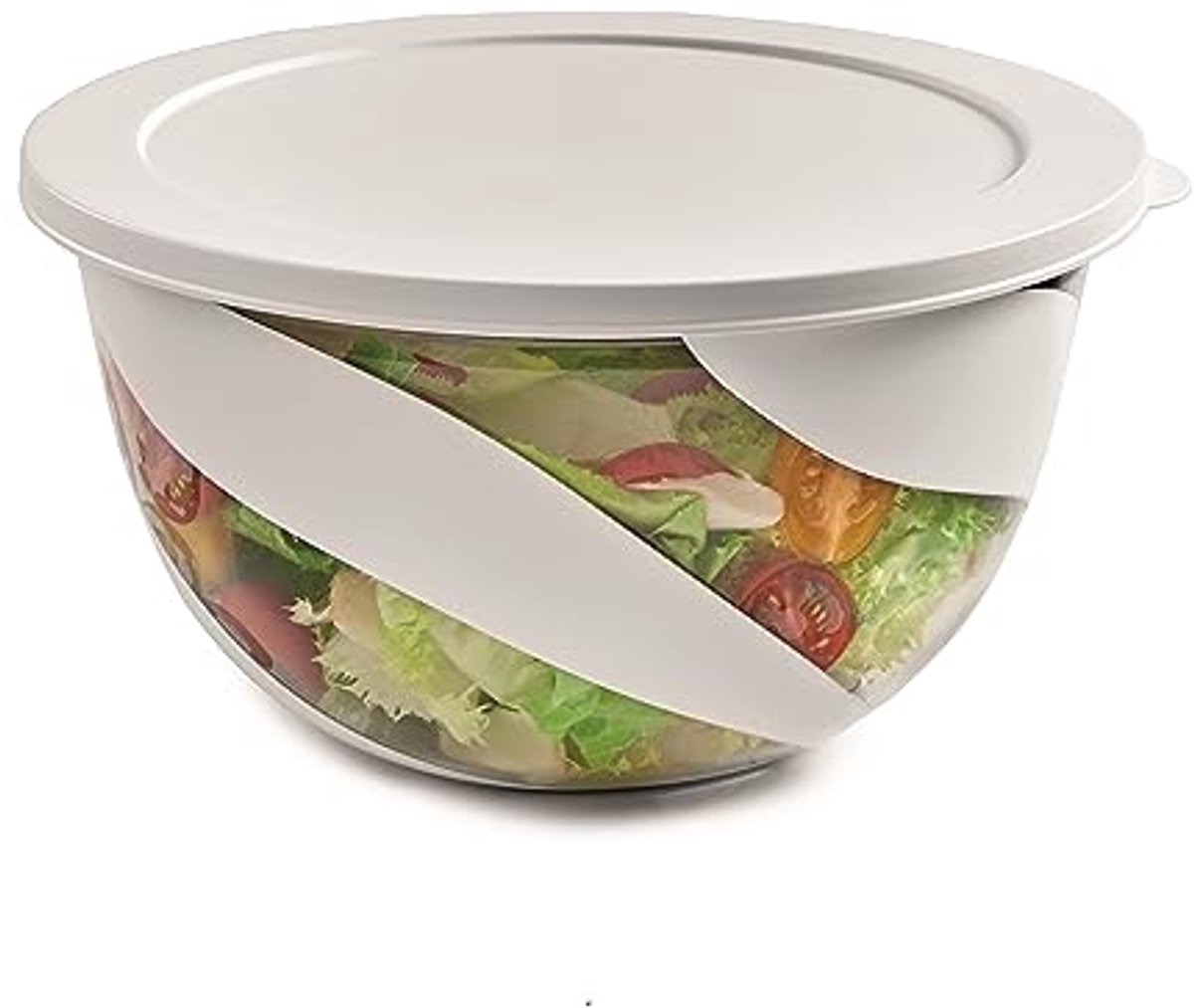 Witte Saladeschaal met Deksel - 5 L - Ruimtebesparend en Vaatwasmachinebestendig